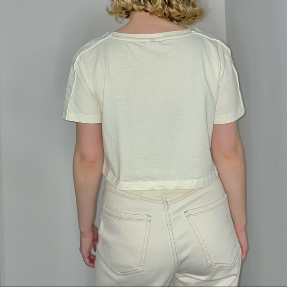 Kappa Cream Embroidered Logo Ultra-Cropped Tee - Picture 2 of 6